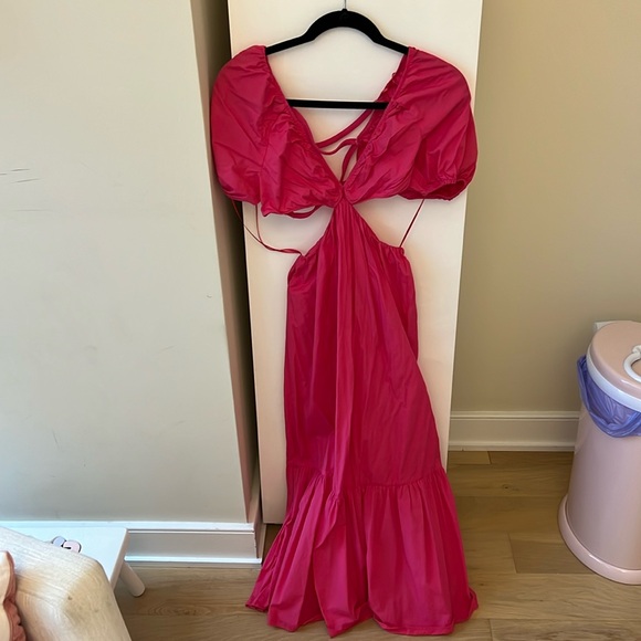 zara hot pink maxi dress Zara Long Cotton Dress Zara Maxi Dress Pink Small